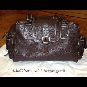$ ⬇ Leonello Borghi brown leather satchel bag