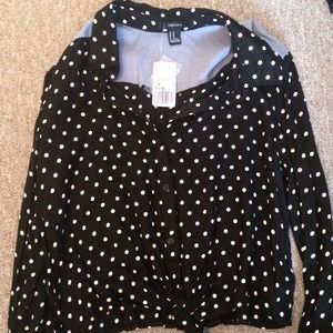 🔴SOLD🔴Forever 21 Polka Dot Front Tied Top Sz S