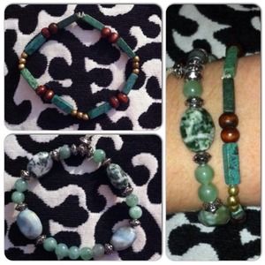 Green stone bracelets separate