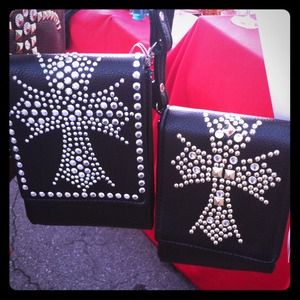 IPhone satchel wallet with studded cross.
