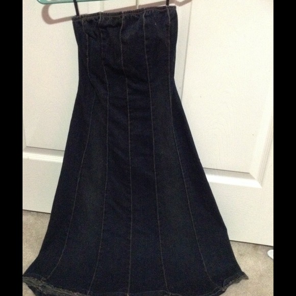 Denim knee length dress