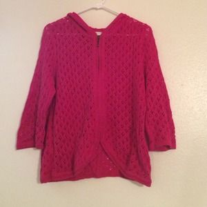 Christopher Banks hooded crochet sweater M