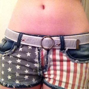 Blue and white striped Hollister belt 41"