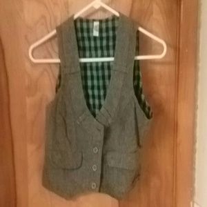 Grey button up vest
