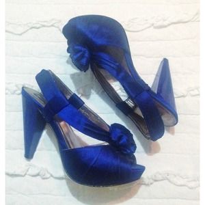 Satin blue heels