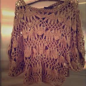 AX PARIS Brown Crochet Top