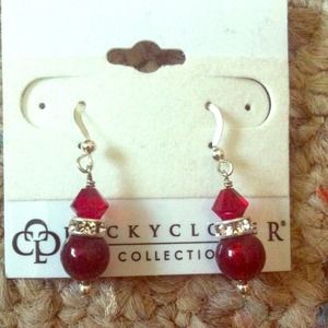 Red glass bead earrings