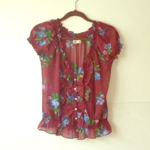 Red Floral Blouse