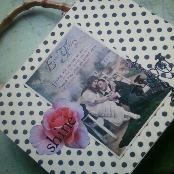 Real vintage postcards cigar box purse