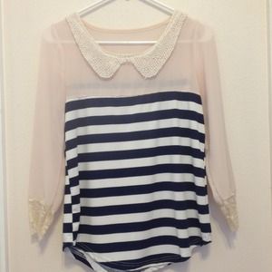 Peter pan collared shirt& Under armor shorts