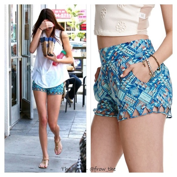 Kendal & Kylie Aztec print high waisted shorts