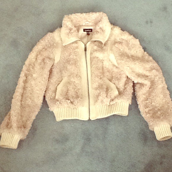 Beige Bebe faux fur coat