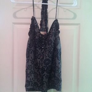 Blue floral razor back tank