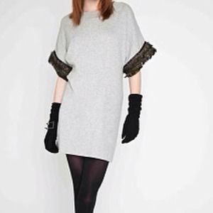 Sweater dress with feather detail