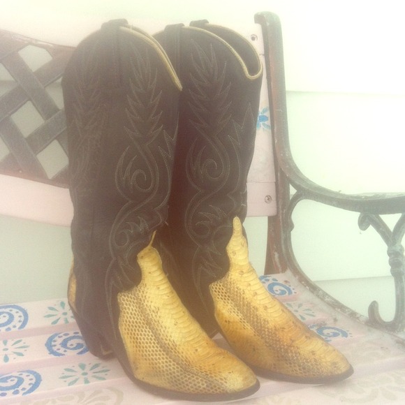 Black and Gold Snake Skin Cowboy Boots
