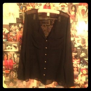 Transparent Black Button Up Shirt