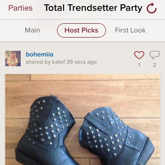 *SOLD* Silver Studded Black Leather Cowboy Boots 9 - Picture 4 of 4