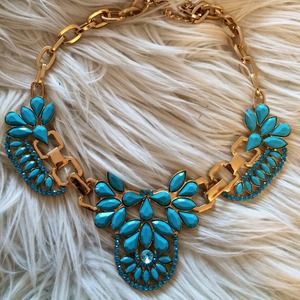 Sky blue rhinestone choker necklace