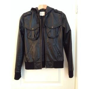 Silence and Noise Faux Leather Hooded Jacket