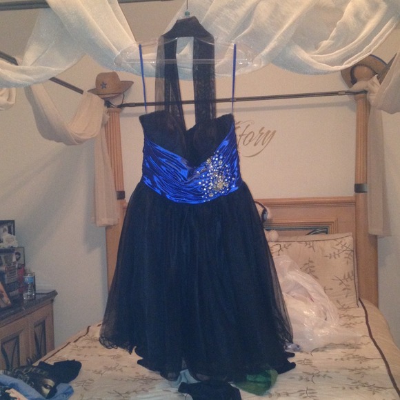 A Black Dress w/ Blue Sash w/ Rhinestones