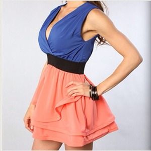 Reverse color blocked dress