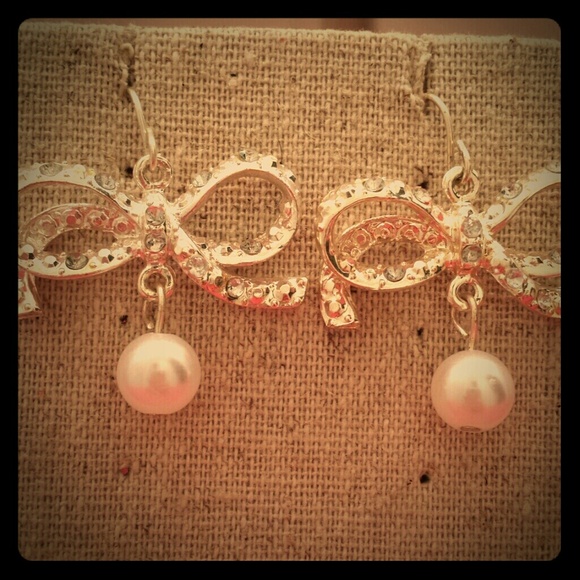 SOLD Bow and Pearl Earrings