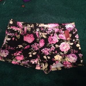 Floral jean shorts