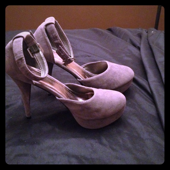 Grey platforms with ankle strap