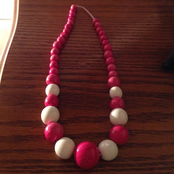 Pink and White Beaded Necklace