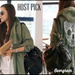 Lightweight military green skull jacket.