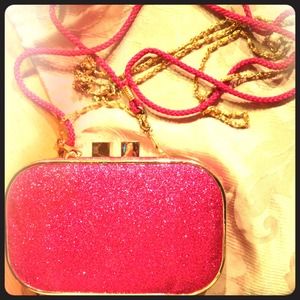 Clutch purse long over body strap  pink!!!