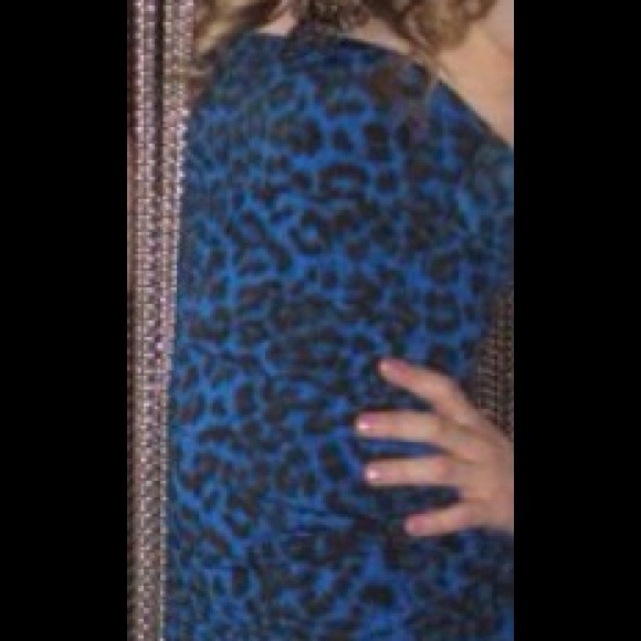 Blue leopard mini dress