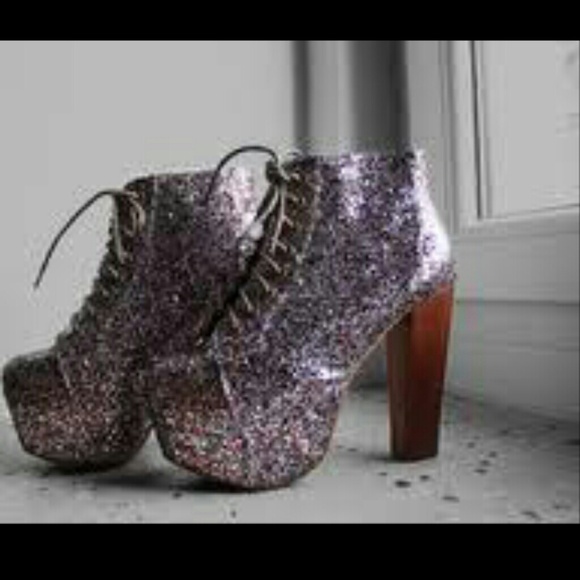 Glitter chunky heel oxfords