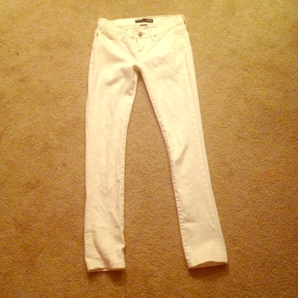 Cigarette mid-ride white skinny jeans