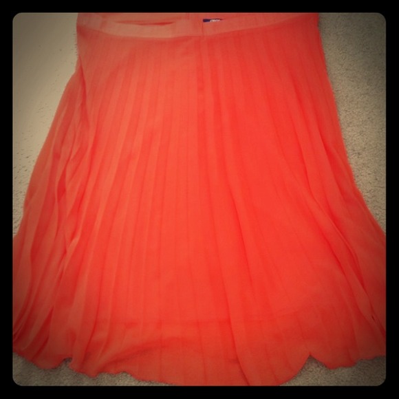 Asos Curve Coral Pleated Midi Skirt