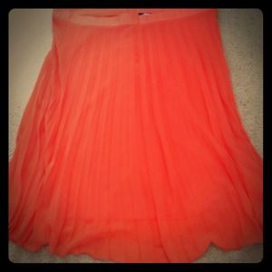 Asos Curve Coral Pleated Midi Skirt