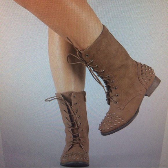 Studded lace up combat boots
