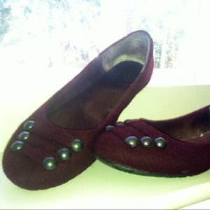 Burgundy Wool Ballet Flats