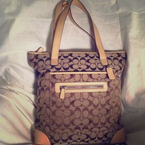 Authentic Coach signature tan tote