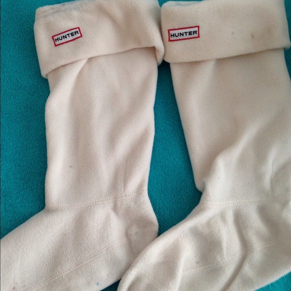 White fleece tall hunter socks