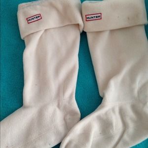 White fleece tall hunter socks