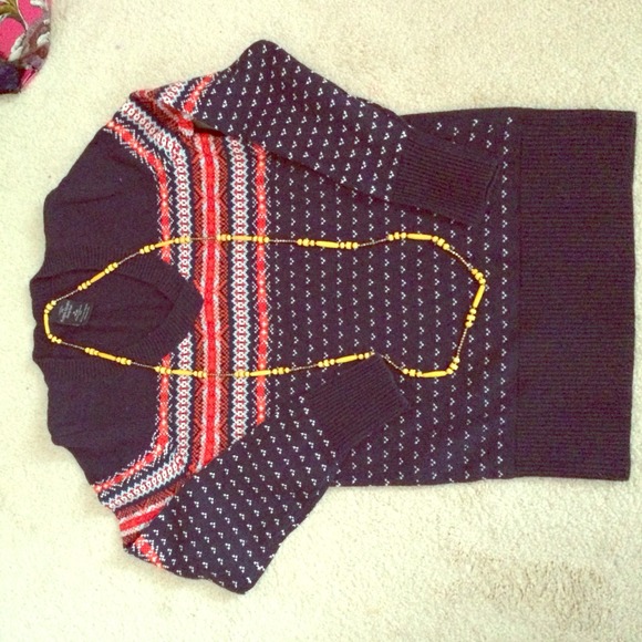 V neck fair isle sweater