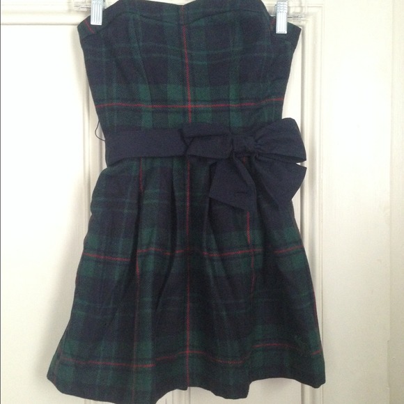 Plaid strapless dress