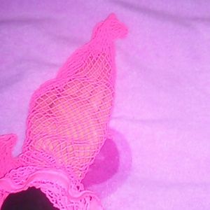 neon pink fishnet stockings