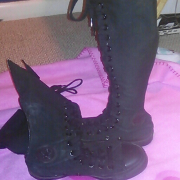 All black knee high converse