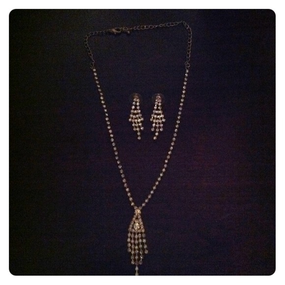 Cubic zirconium necklace and earrings