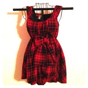 Very cute red plaid dress with bow