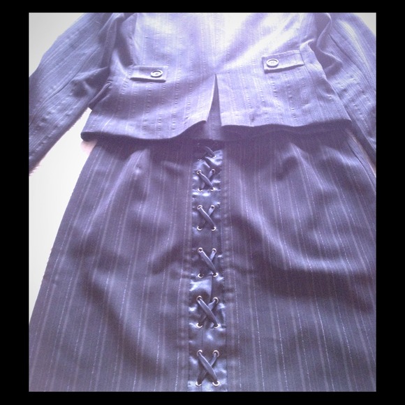 BCBG black pin stripe suite