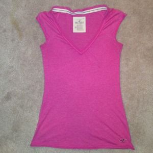 Pink hollister vneck shirt XS