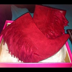 🔴RESERVED🔴 Fringe Booties Burgundy Wine Color